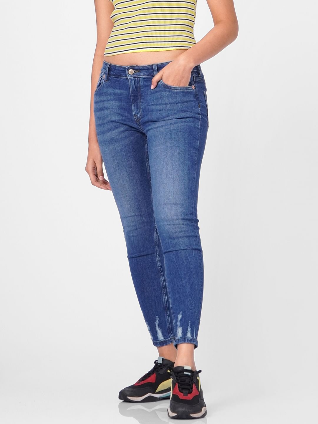 BAYEAS Mid Rise Distressed Skinny Jeans