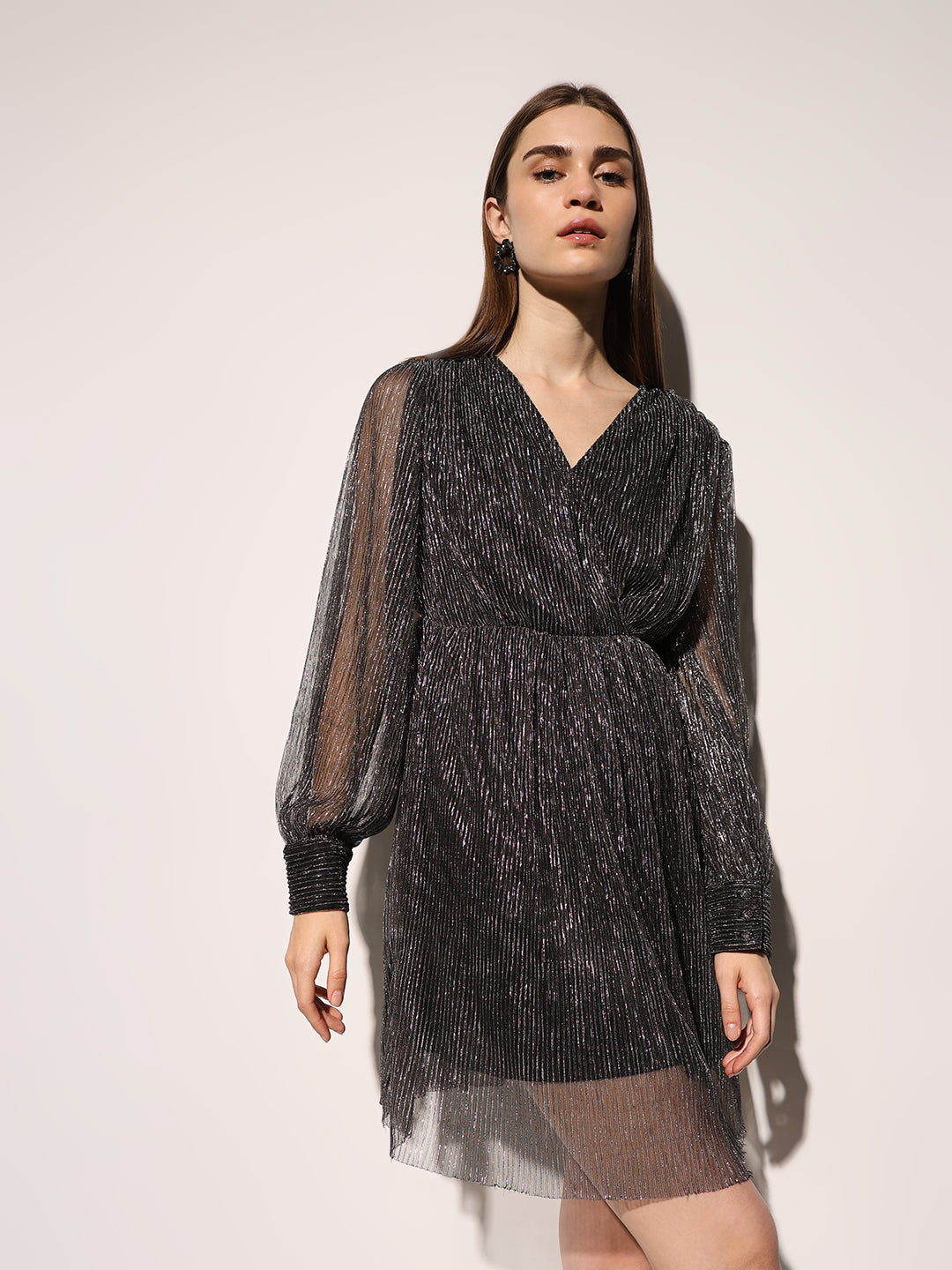 ONLY Black Plisse Shimmer Dress