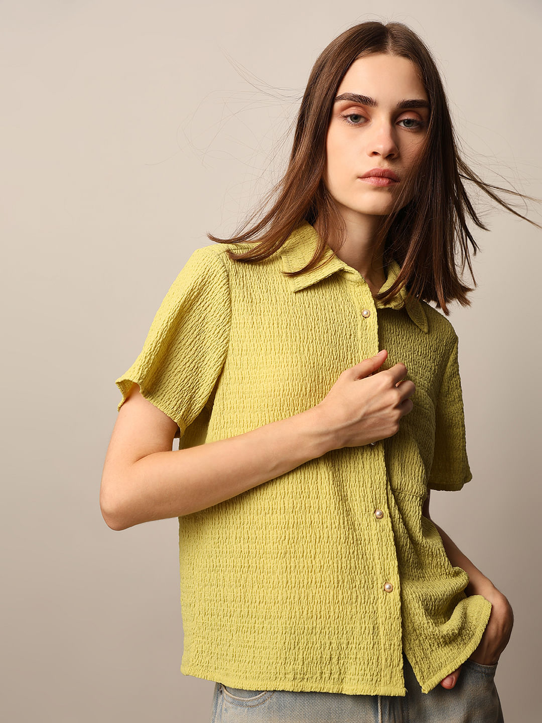 DISTANT ECHOES GREEN WOVEN SHIRT main image 0