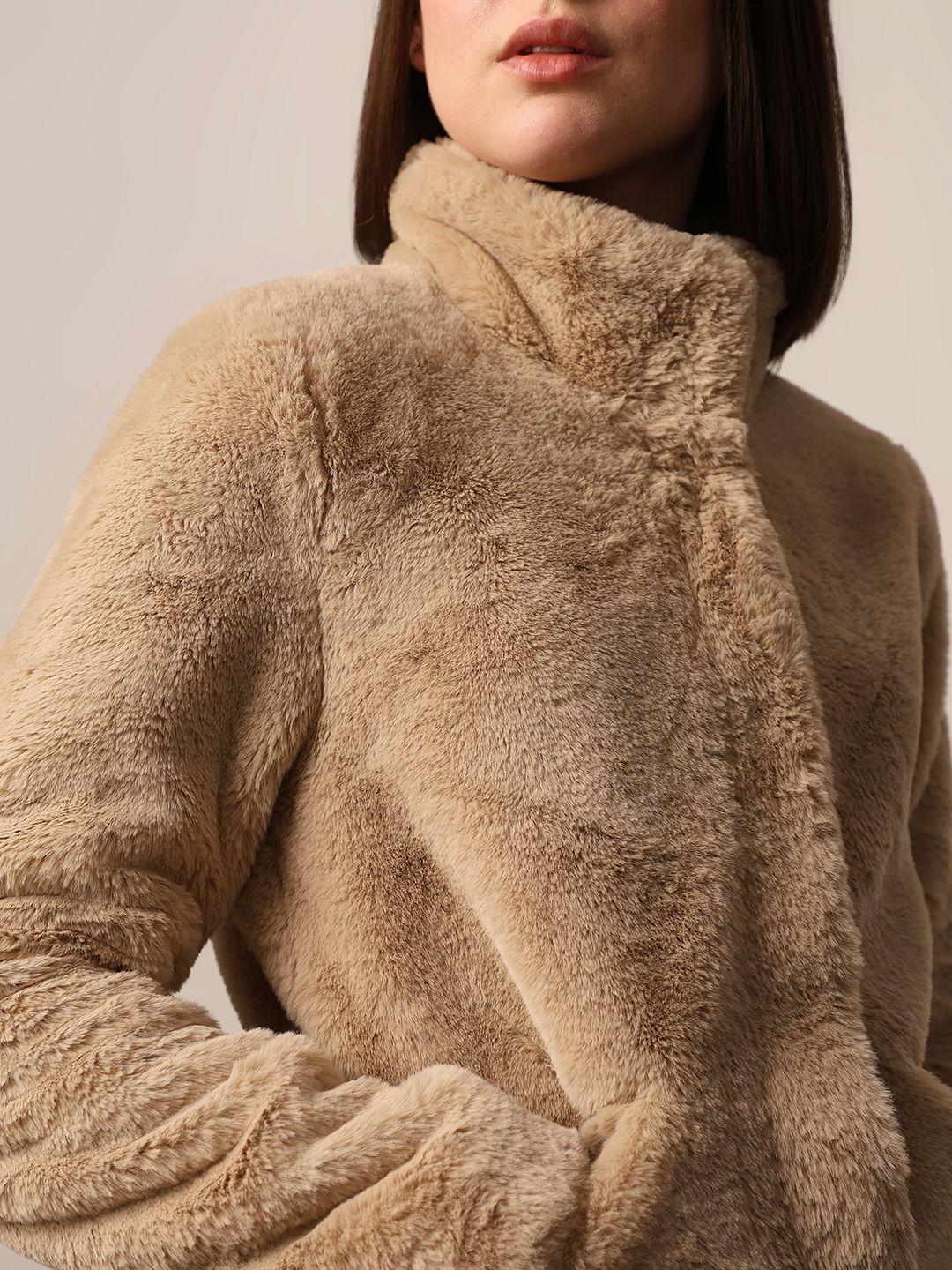 Faux Fur Camel Maxi Borg Coat Faux Fur Camel Teddy Coat Womens
