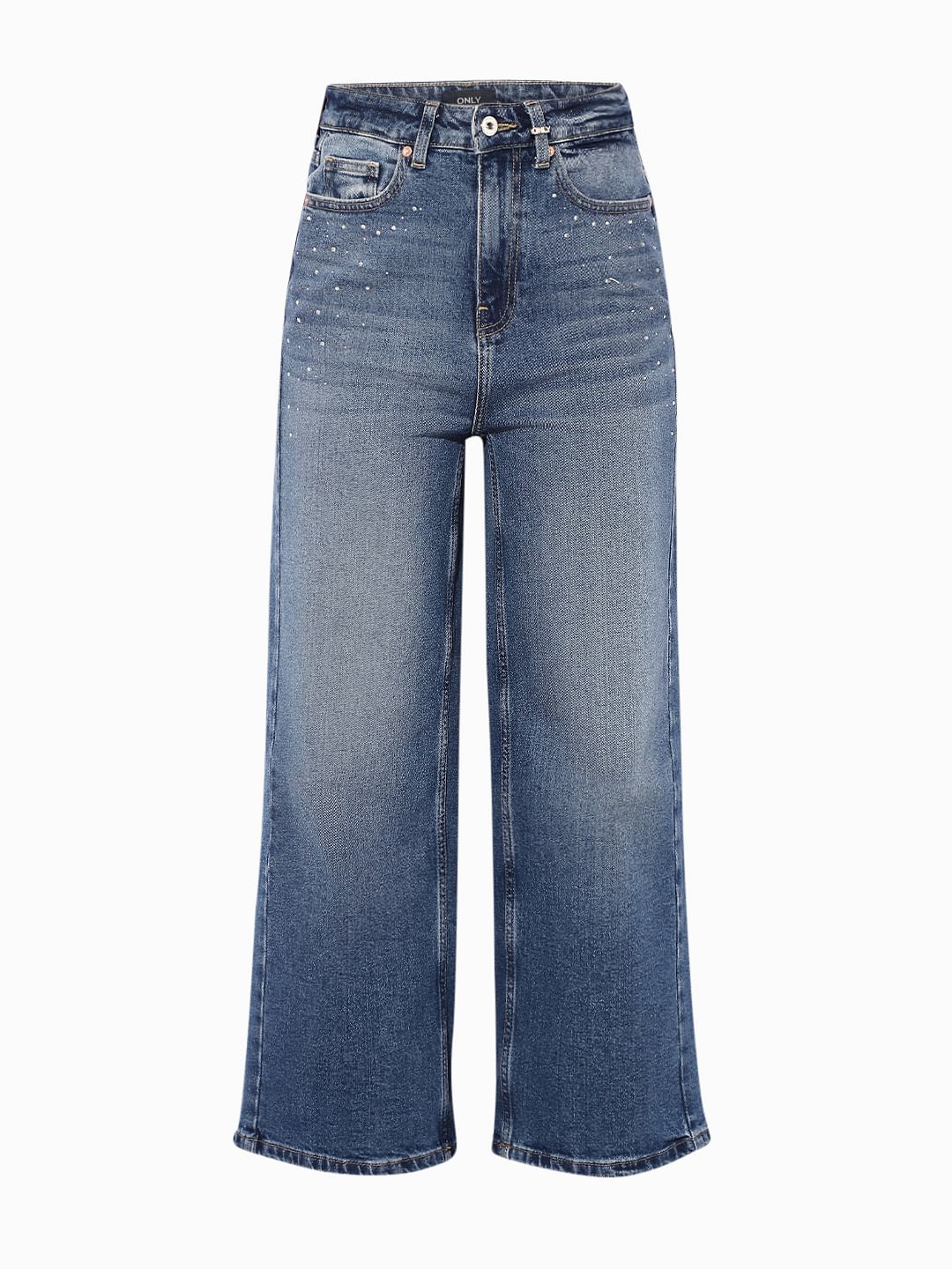 Jeans Large Légèrement Patte D'eph' à Strass Self-Portrait - Taille 27 (US) - Bleu - Neuf Avec étiquettes (NWT)